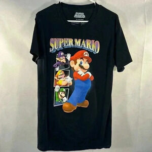 Super Mario Mens Graphic T-Shirt Black Size M (38-40)